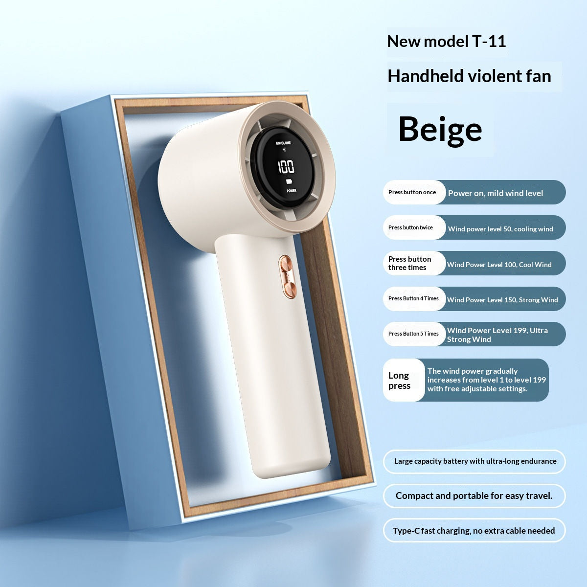 T11 High-Speed Handheld Mini Fan