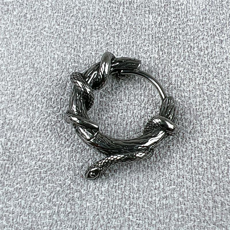 European American Retro Snake Titanium Steel Earrings, Stylish Men Hip Hop Punk Domineering Fashion Studs, Trendy Spirit Snake Ear Jewelry