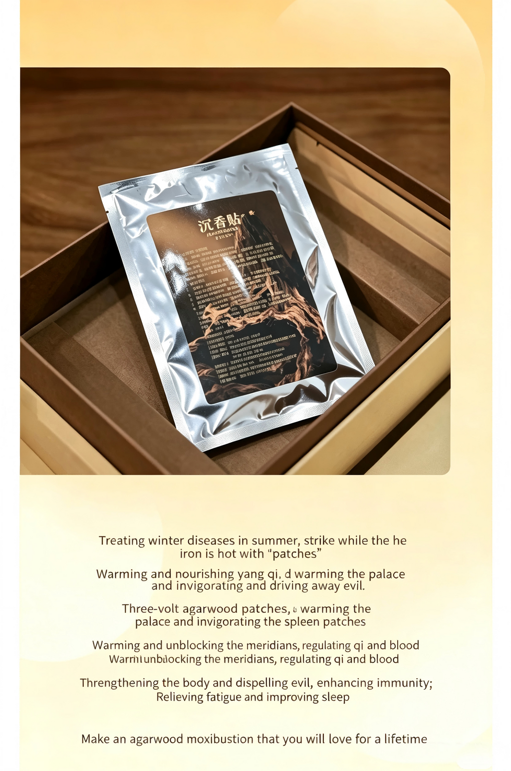Agarwood Patch  TCM Moxibustion Alternative1 For Acupoints Self-Heating Belly & Navel Patch For Menstrual Cramps & Cold Womb Smokeless Sanfu Patch For Summer Wellness & Immune Support