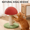Mushroom Cat Scratching Post 11inch  For Kitten & Small Cats, Mini Cat Tree Stable Base, Natural Sisal Scratcher With Hanging Ball, Space Saving Indoor Cat Toy For Small Spaces And Apartments