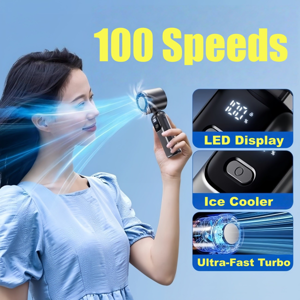 Portable Handheld Mini Turbo Fan In Outdoor USB Rechargeable Ice Cooling Fans W LED Display Fan US Logistics Only For USPS.TK TMEU Only For Self-pickup
