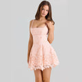 Lace-trimmed Sexy Backless Strap Mini Dress