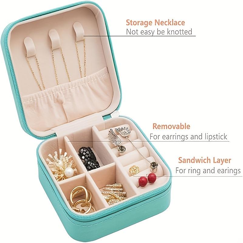 15-Piece Set High-Quality Mini Portable PU Leather Travel Jewelry Box  Large Capacity For Rings, Earrings, Pendants, Watches, Necklaces, And Lipstick  Fresh 3-Color Jewelry Organizer