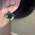 2026 Trending Green Sugar Cube Stud Earrings. Niche Stylish Design, Luxurious And Elegant, Easy To Match All Outfits.