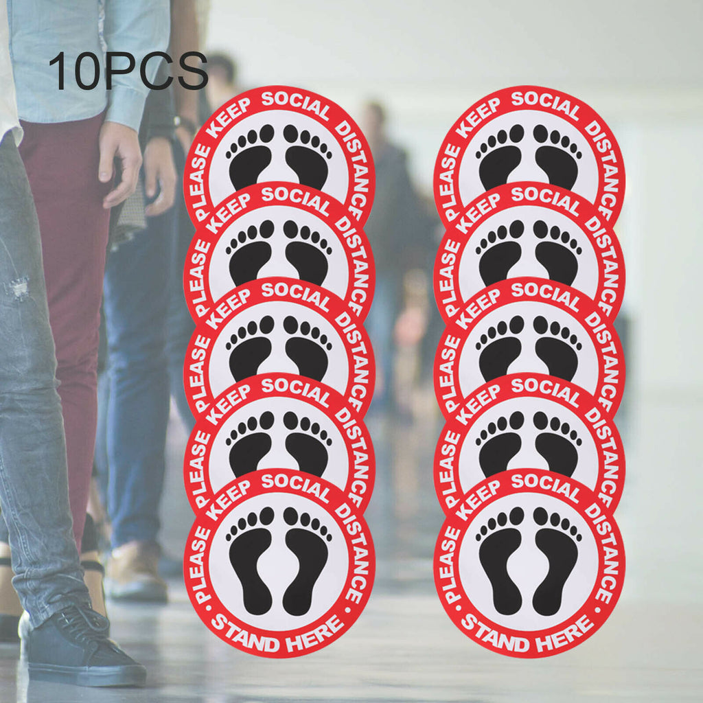 10 Pcs Social Distancing Floor Vinyl Sticker, 1.5M Distance, Floor Sticker Decal