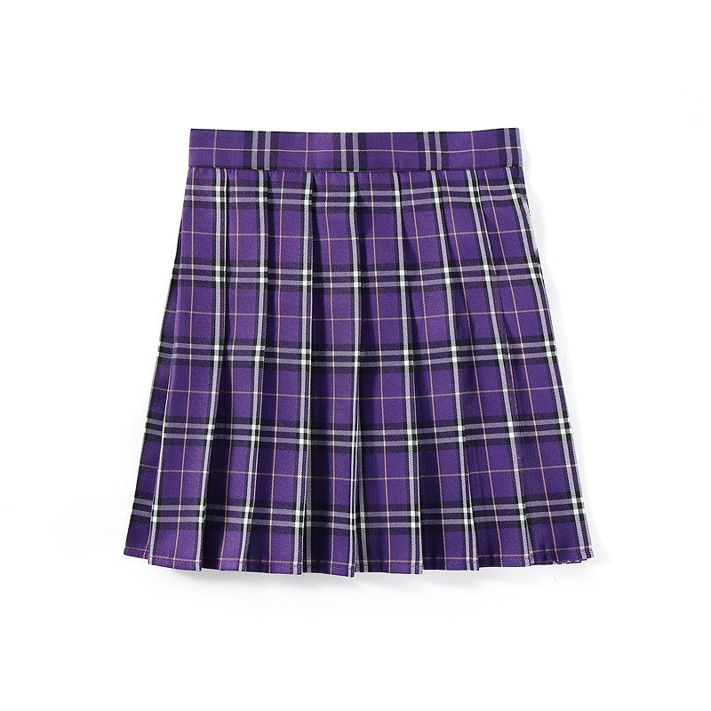 High-waisted Pleated Plaid Mini Skirt