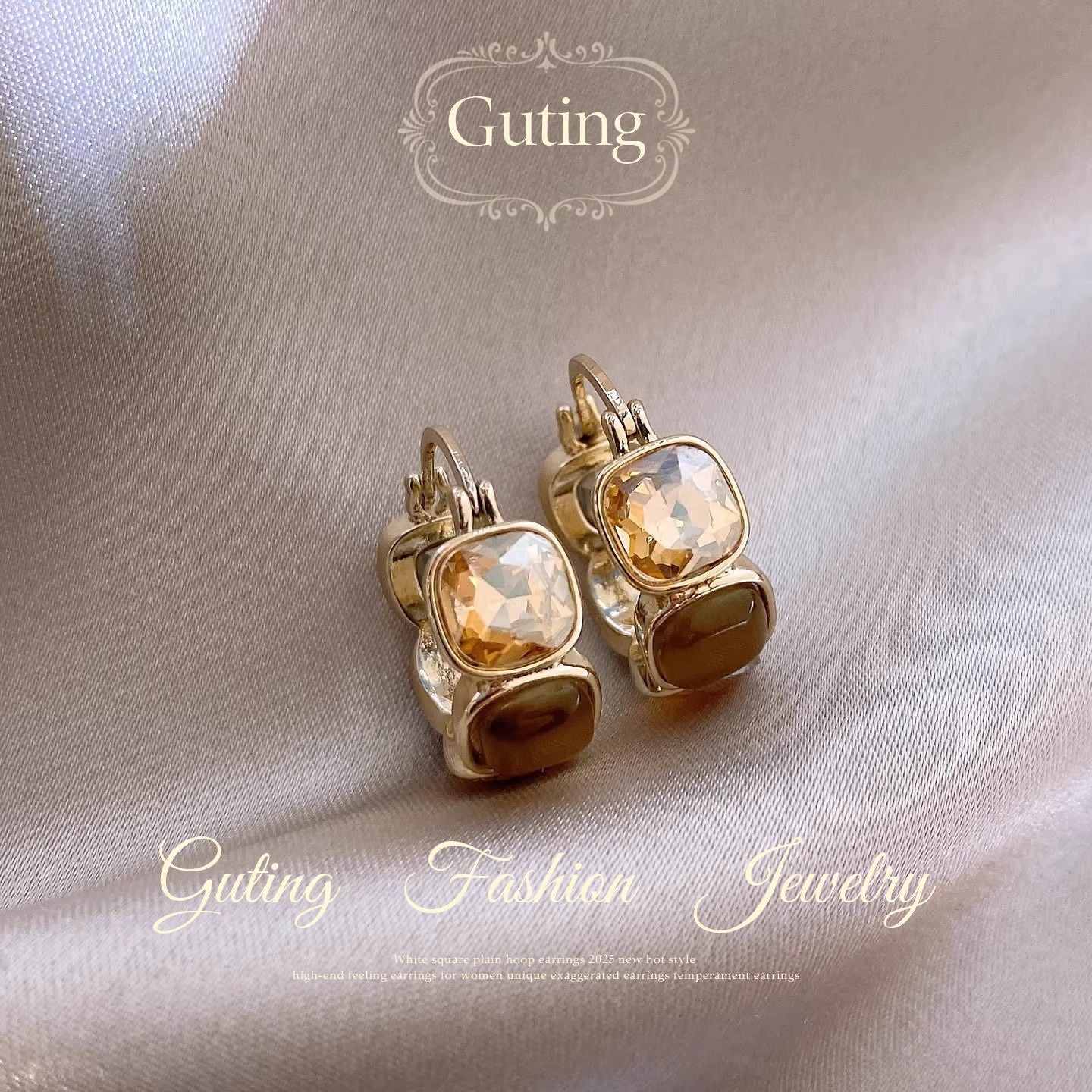 2026 Hot Sale Maillard Square Zircon Mini Hoop Earrings, Elegant Premium Unique Design Fall Winter Ladies Earrings