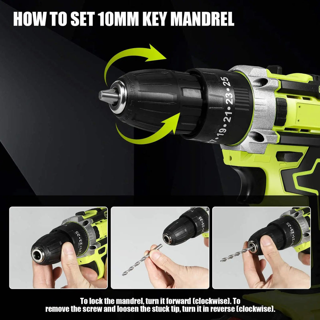 21V Cordless Impact Drill, Electric Screwdriver, Electric Hammer Drill, Mini Cordless Hand Drill, Lithium-ion Battery Power Tools