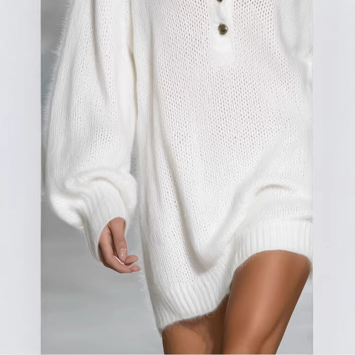 Casual And Elegant V-neck Solid-color Knit Mini Skirt