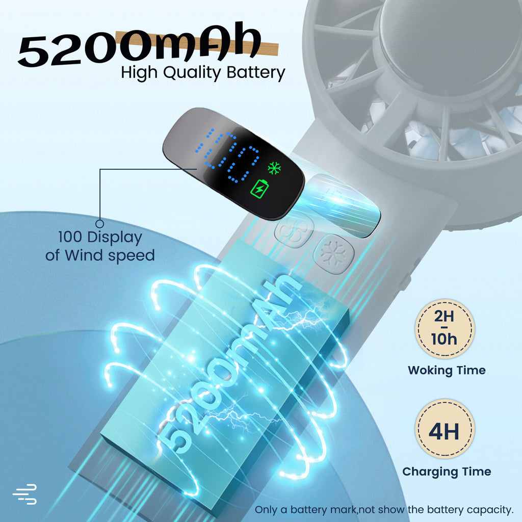 Handheld Portable Fan Speed1100 Adjustable Turbo Mini Fans 5000mAh Battery