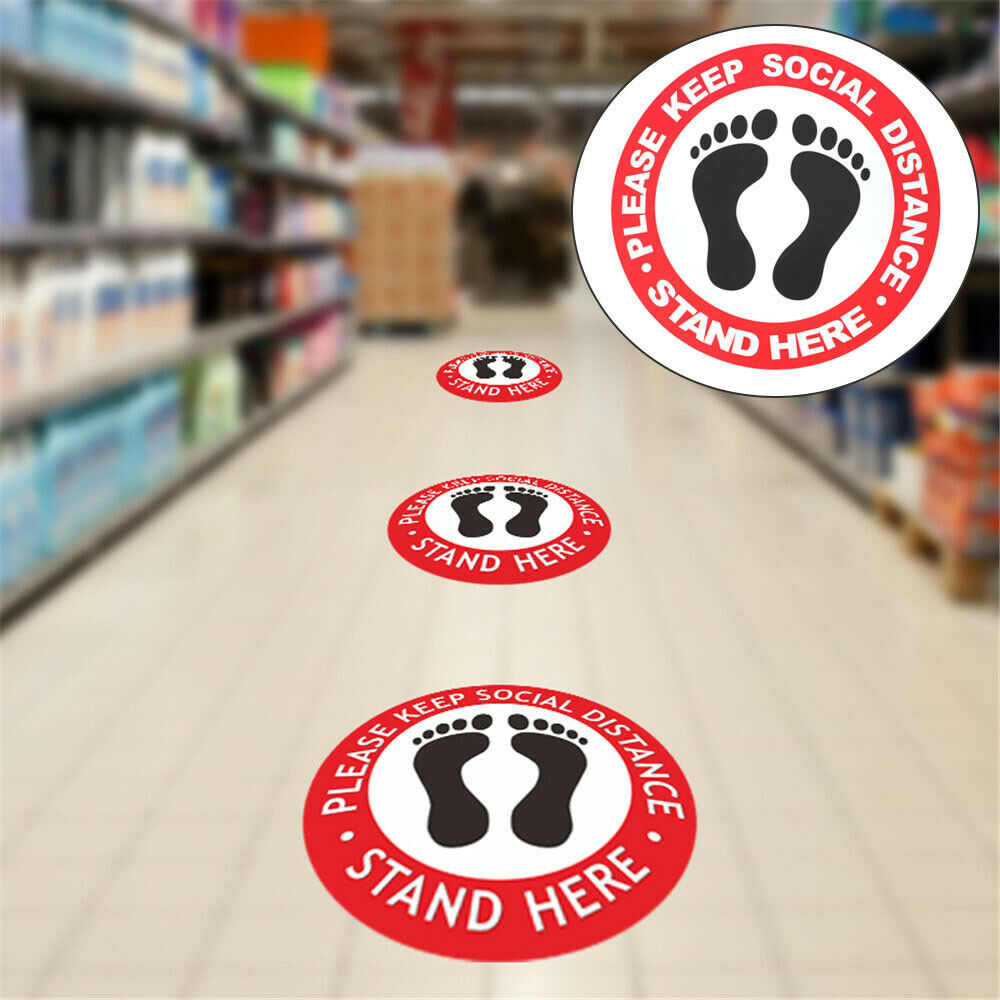 10 Pcs Social Distancing Floor Vinyl Sticker, 1.5M Distance, Floor Sticker Decal
