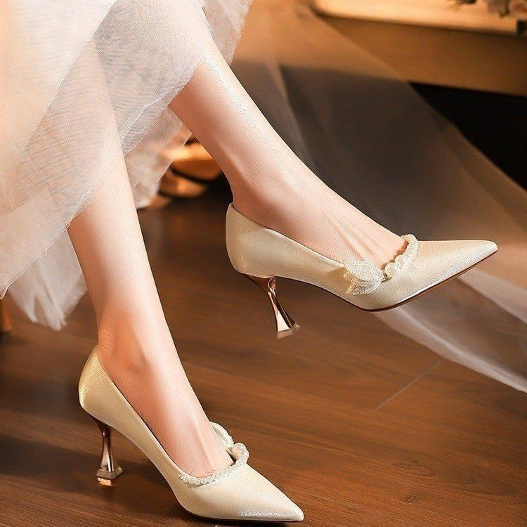 Xiuhmu Wedding Bridal Shoes, Banquet High Heels, 2025 New Style Elegant Versatile Wedding Shoes For Women