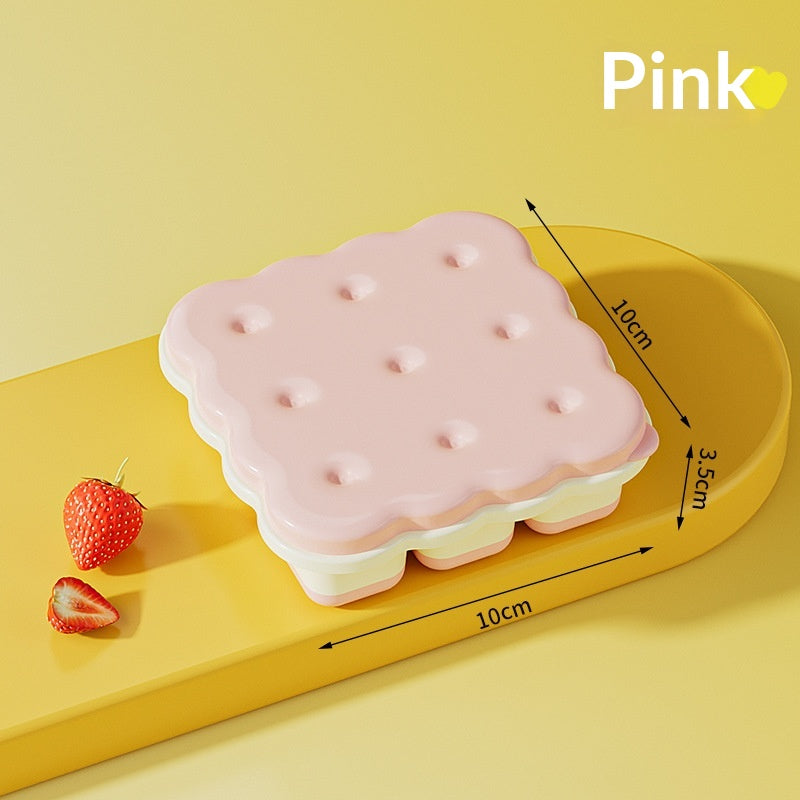 Creative Cookie-shaped Ice Cube Tray Mold Plastic Ice Mold With Lid Reusable Ice Cube Tray Drink Whisky Ice Coolers Ice Cube Maker Kitchen Bar Tools Gadgets