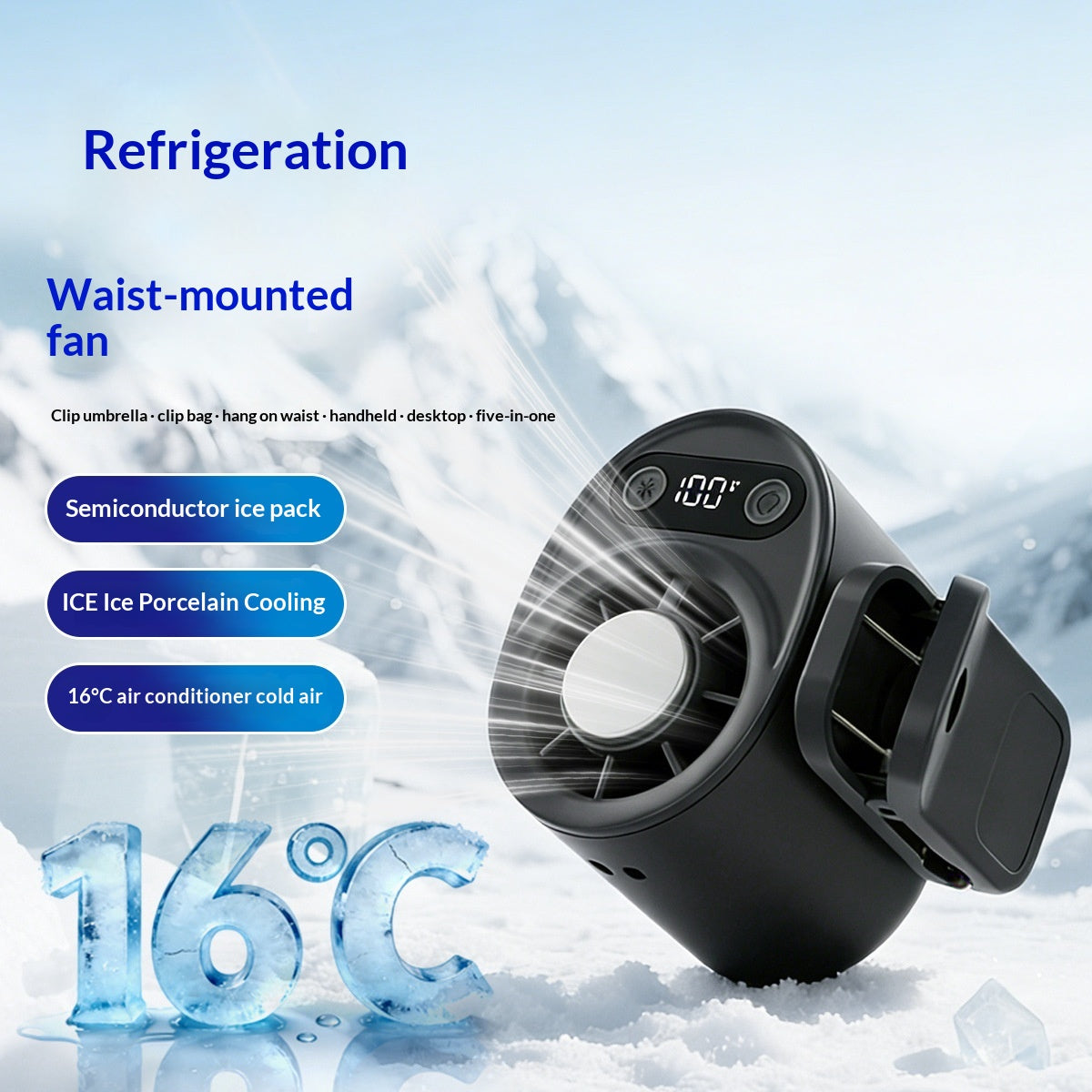 Ice-Pack Waist-Hanging Semiconductor Cooling Mini USB Desktop Neck-Hanging Fan