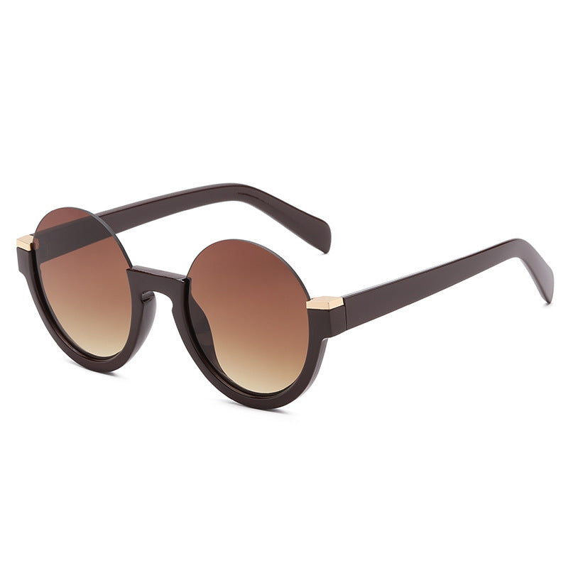 Trendy Semi-rimless Sunglasses With Blue-light Protection