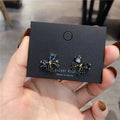 Korean Vintage S925 Sterling Silver Needle Bow Drop Earrings, Mini Delicate Teardrop Micro Paved Gold Plated Dainty Women Ear Jewelry