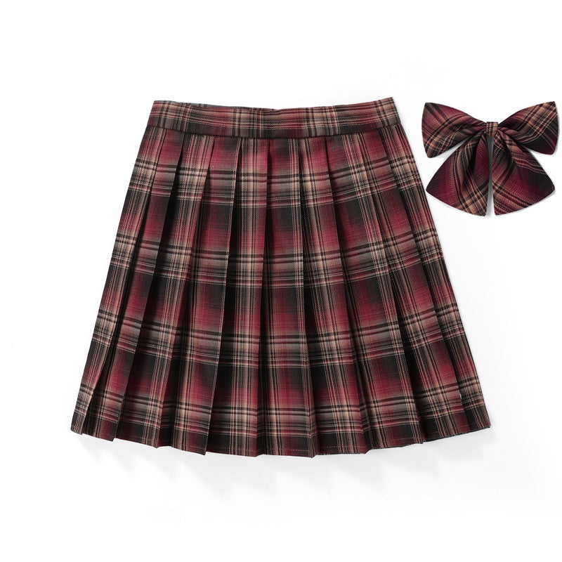 High-waisted Pleated Plaid Mini Skirt