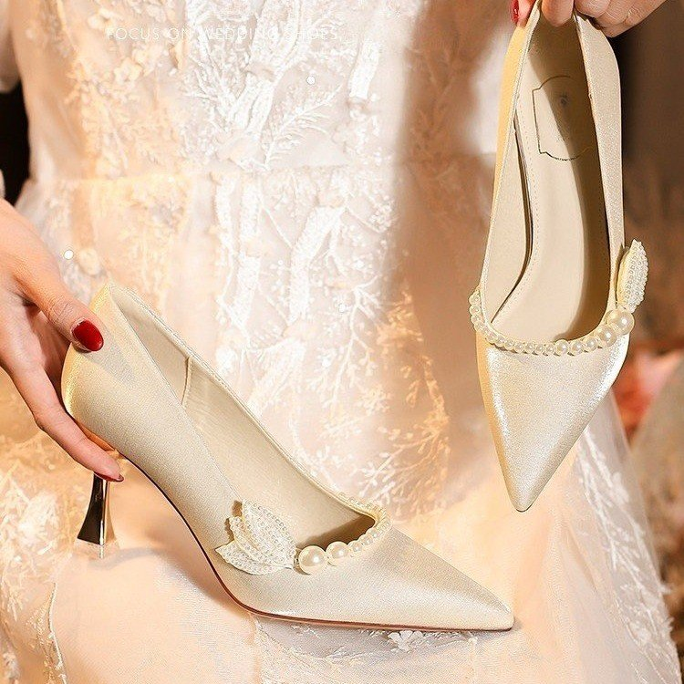 Xiuhmu Wedding Bridal Shoes, Banquet High Heels, 2025 New Style Elegant Versatile Wedding Shoes For Women