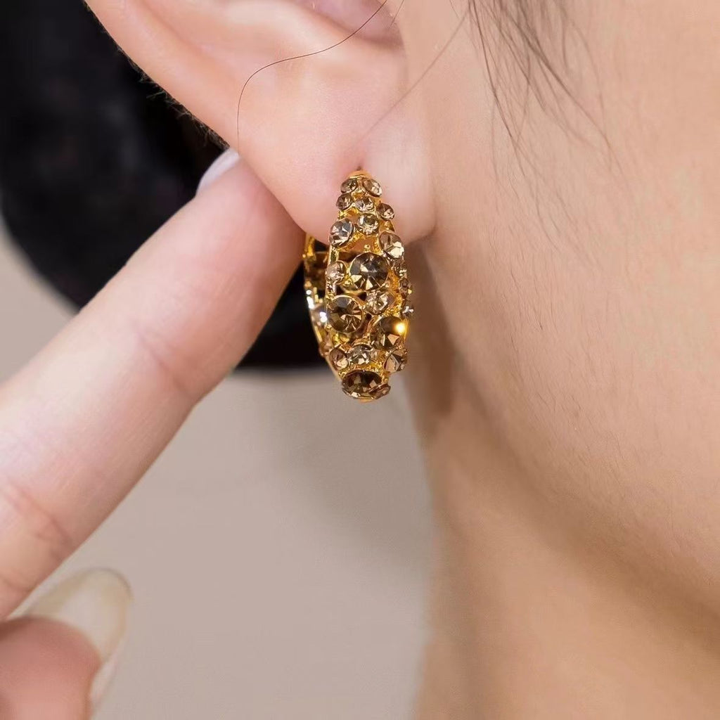 2026 New Maillard Tone Mini Circle Click Hoop Earrings For Women, Niche Designer Light Luxury High-End Delicate Ear Jewelry