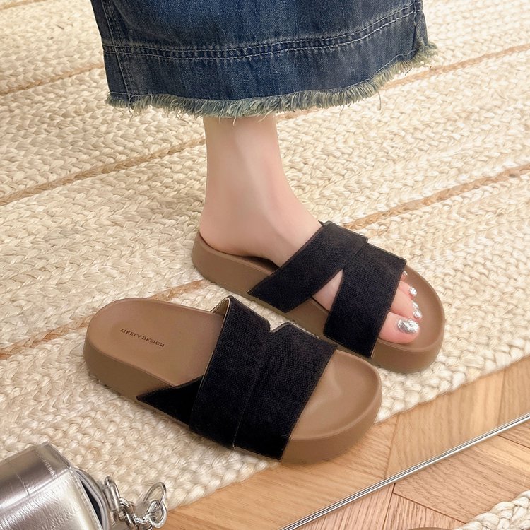 Trending Platform Birkenstock Slippers, Women's Summer Outdoor One-Strap Beach Slides, Minimalist Comfort Lazy Vacation Sandals