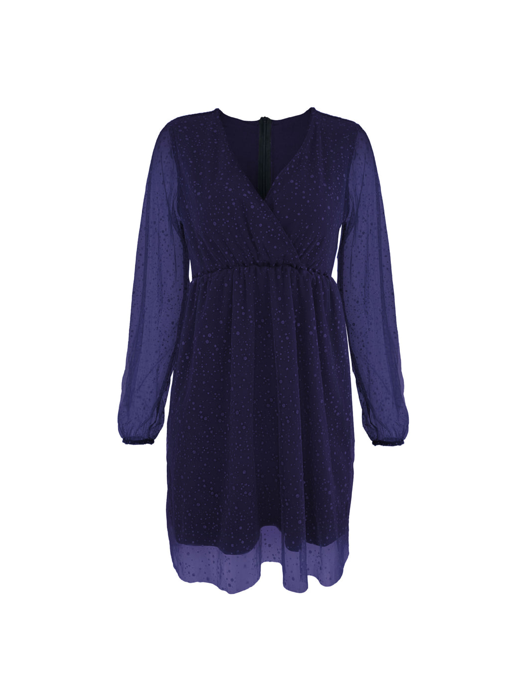 Women's Glitter Mesh Long Sleeve Mini Dress  V Neck Wrap Waist Party Cocktail Dress