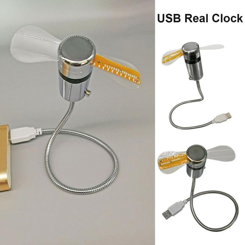 2-3 Days ArriveClock Fans DC 5V LED Clock Fan Portable Gadgets Time Temperature Display UK