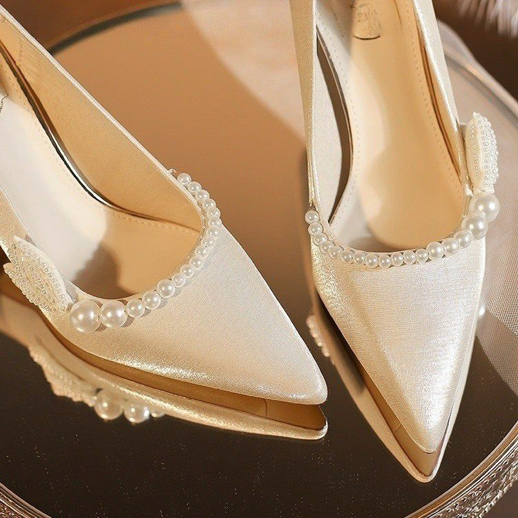 Xiuhmu Wedding Bridal Shoes, Banquet High Heels, 2025 New Style Elegant Versatile Wedding Shoes For Women