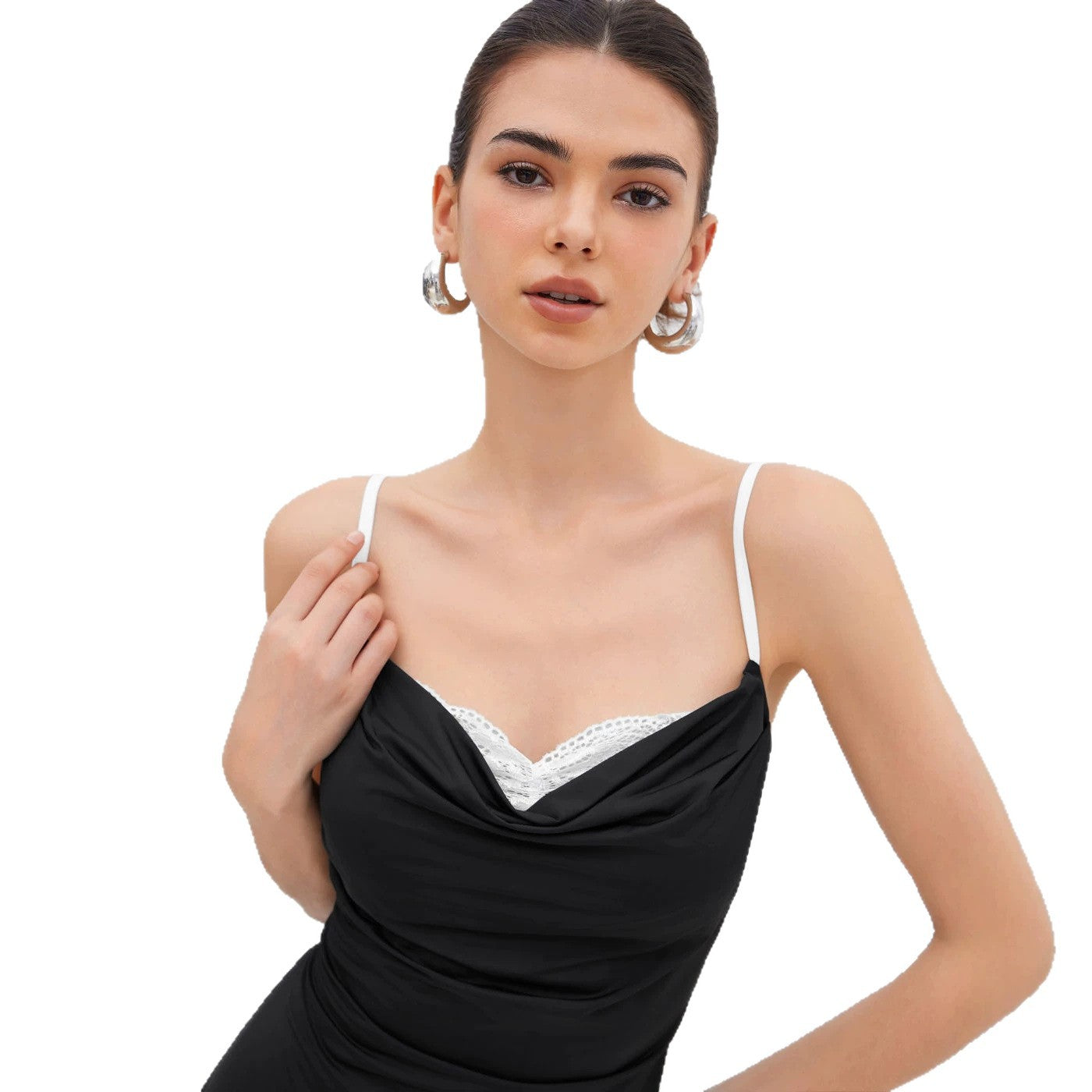 French-style Pure-youth Aesthetic Color-blocked Strap Mini Dress