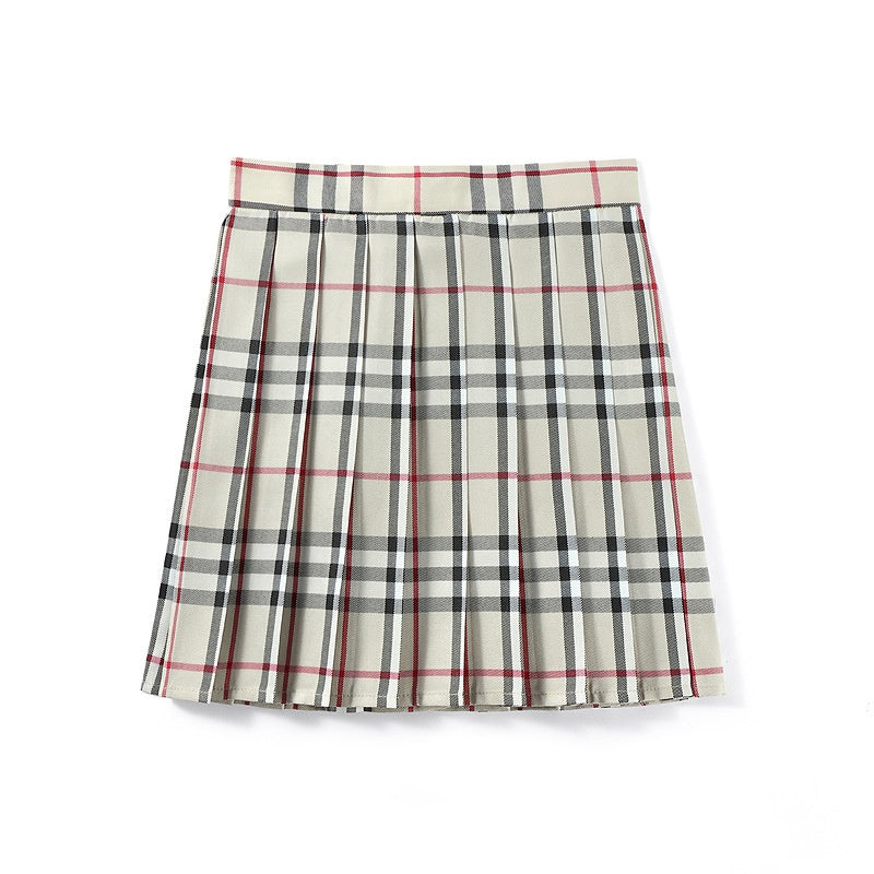 High-waisted Pleated Plaid Mini Skirt