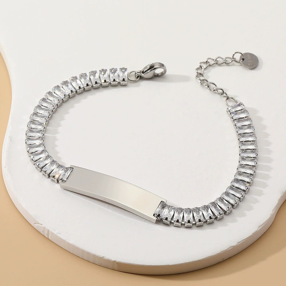 Womens Stainless Steel Colorful Zircon Bracelet