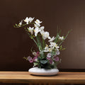 Silicone-Feel Dove Orchid Artificial Flower Arrangement Set - Modern Minimalist Silk Floral Decor for Living Room Home Display