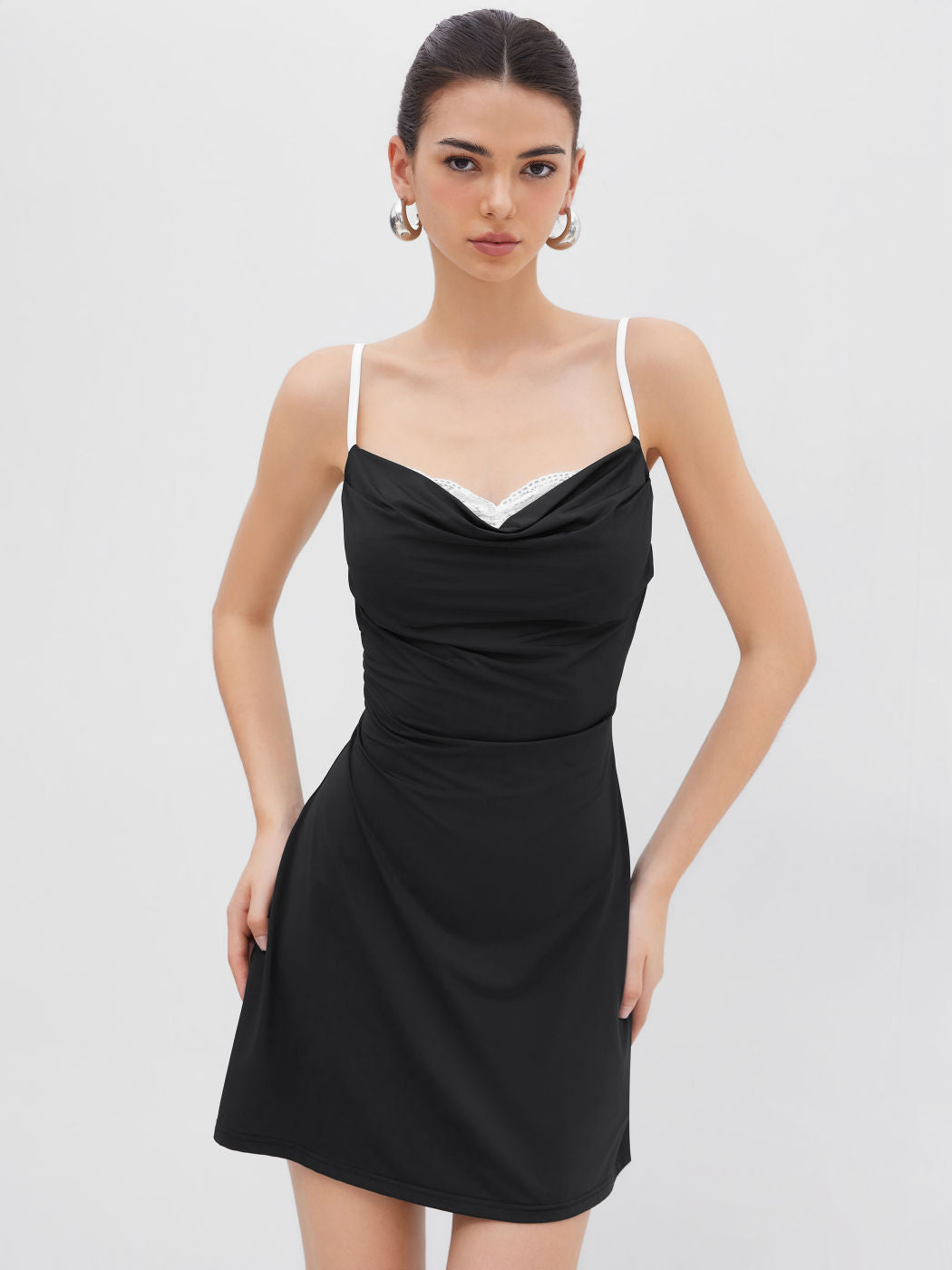 French-style Pure-youth Aesthetic Color-blocked Strap Mini Dress