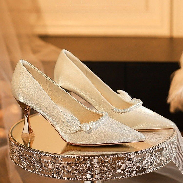 Xiuhmu Wedding Bridal Shoes, Banquet High Heels, 2025 New Style Elegant Versatile Wedding Shoes For Women