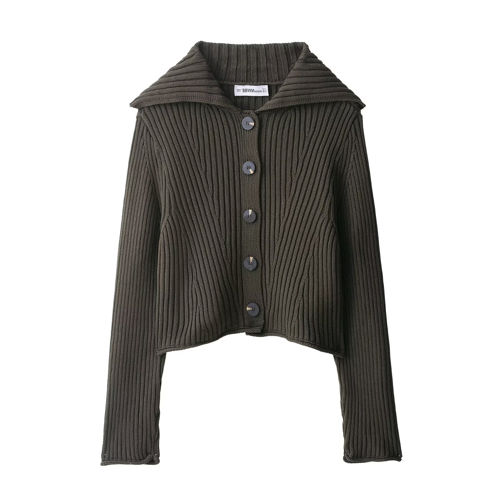 Fall 2025 New Arrival Rib-Knit Cardigan With Buttons