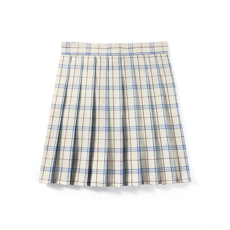 High-waisted Pleated Plaid Mini Skirt